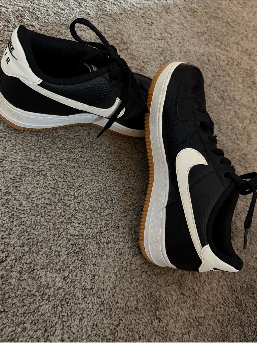 Nike Black and White Low-Top Sneakers with Gum Outsole